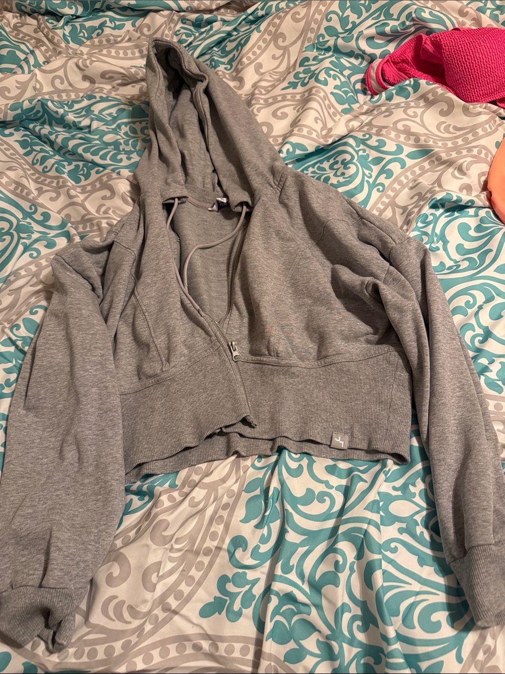 JoyLab Gray Cropped Zip-Up Hoodie